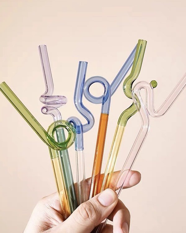 Coloured Wavy Glass Straws
