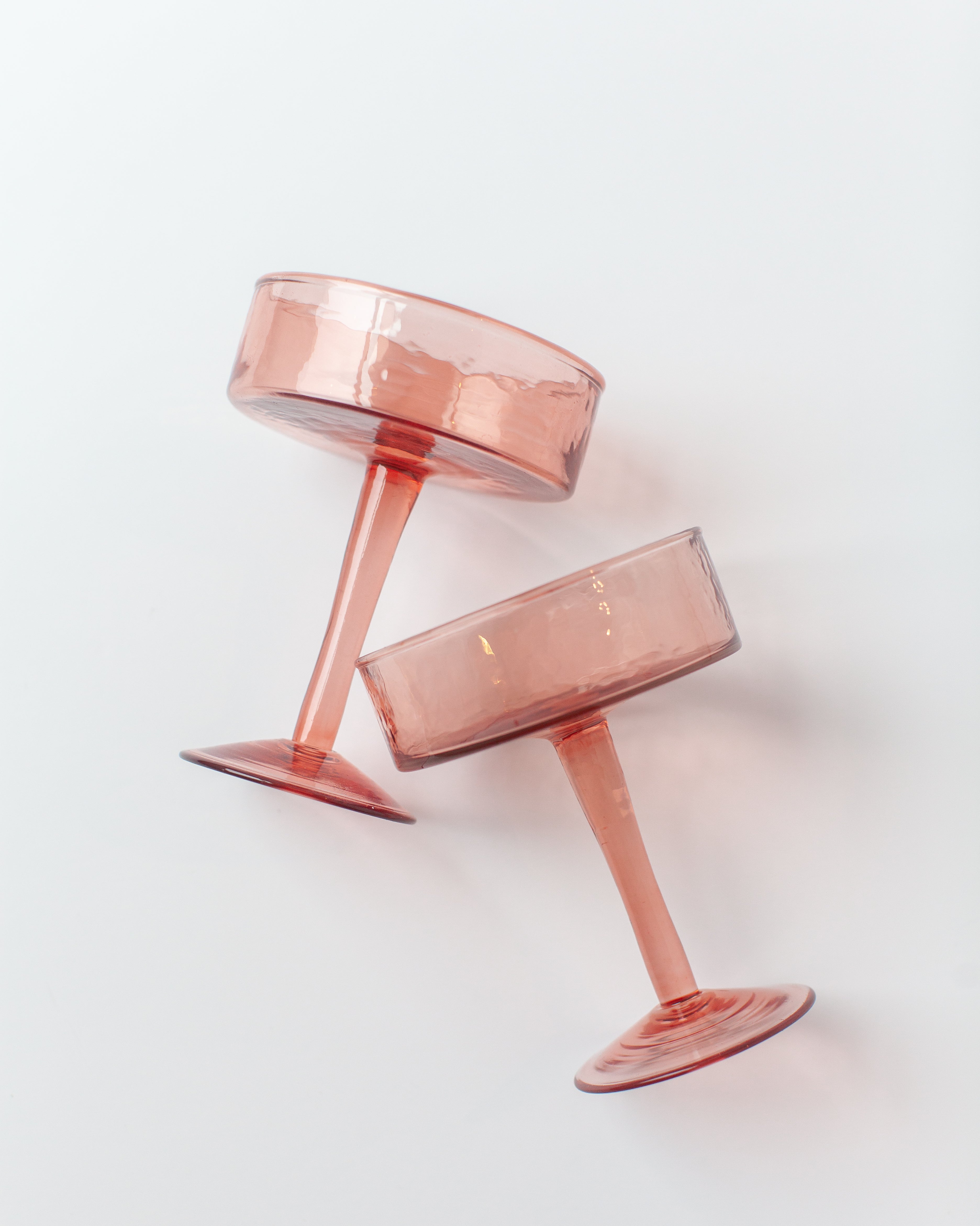 Recycled Hammered Champagne Coupe Cocktail Glass - Set of 2