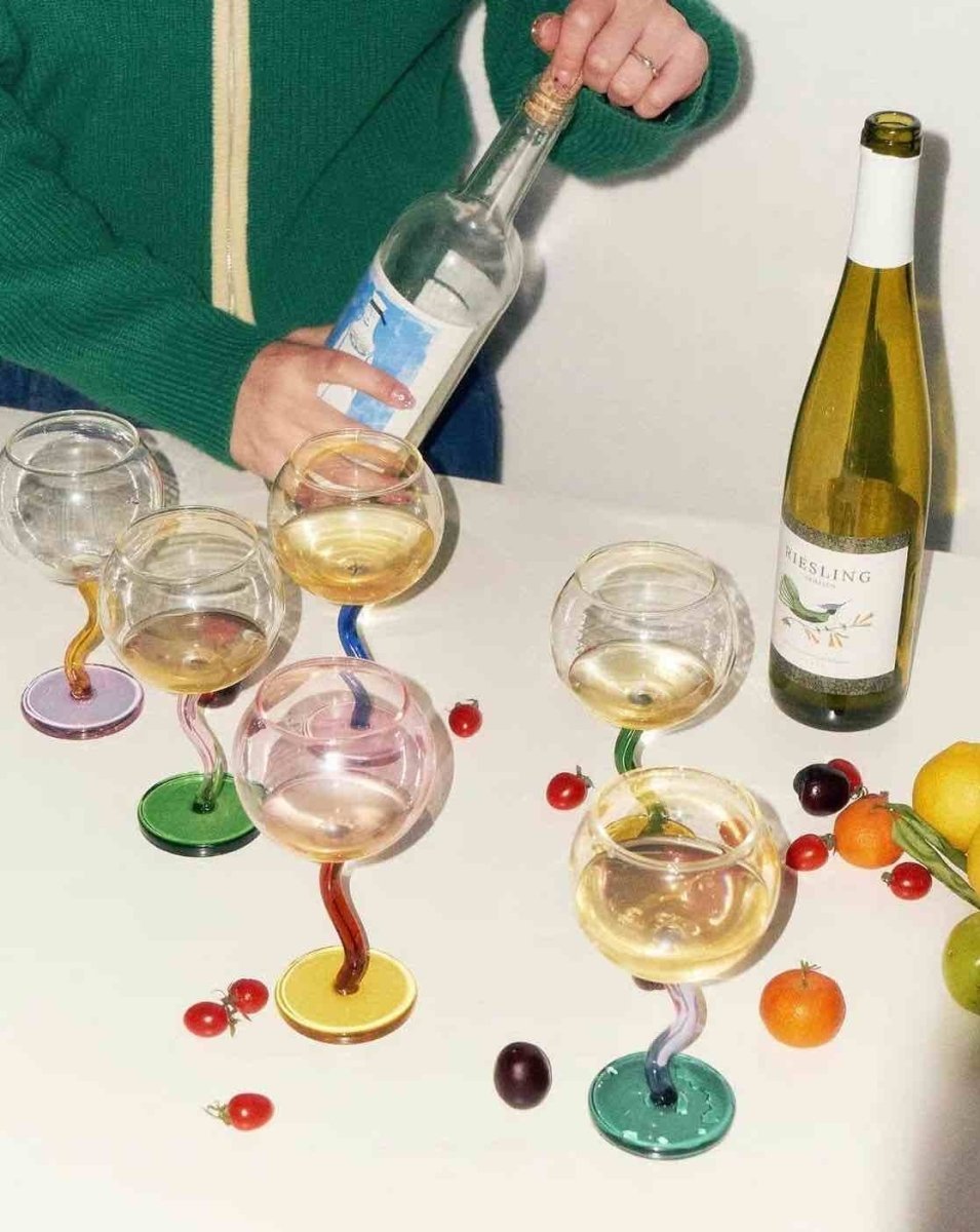 The Jellybean Bubble Goblet Glass - Retro Colourful Goblet Wine Glass