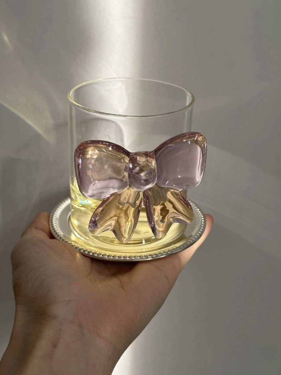 The Pink Bowknot Ribbon Tumbler Glass Cup - Set of 2