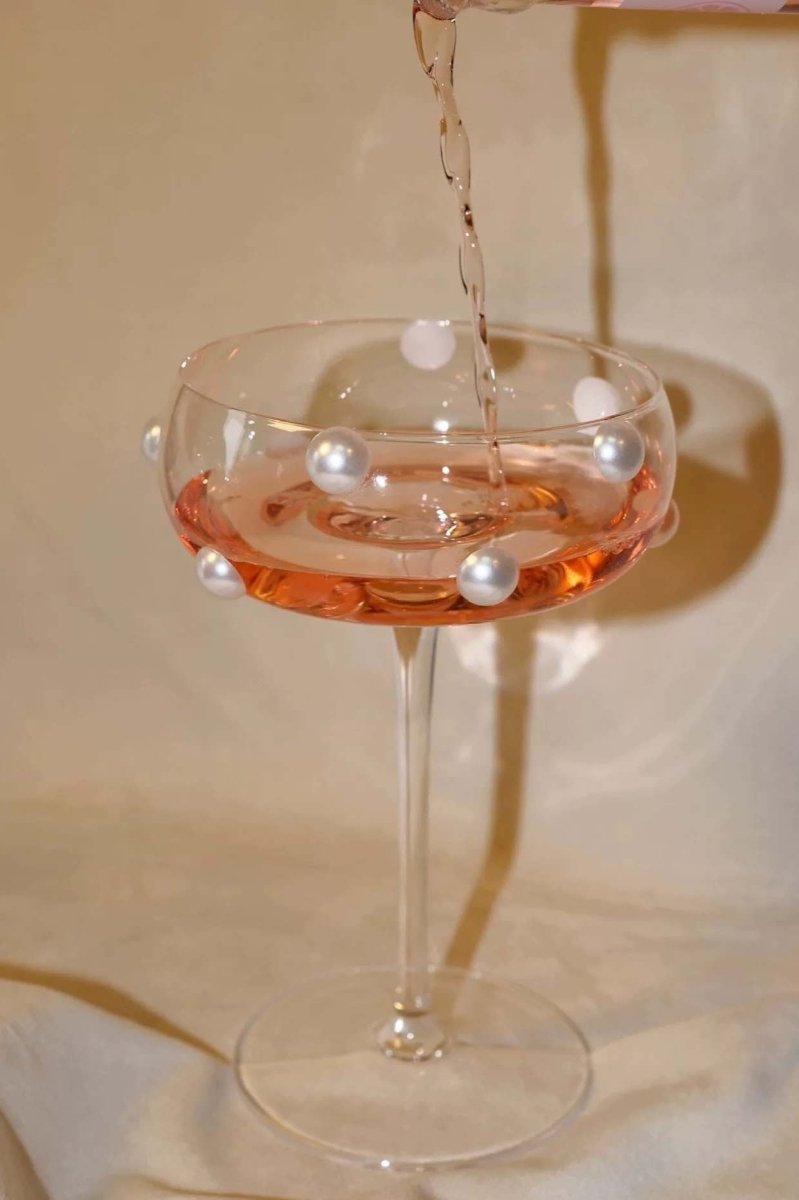 Pearl Dotted Champagne Coupe Glasses, Fun Retro Cocktail Champagne Coupettes